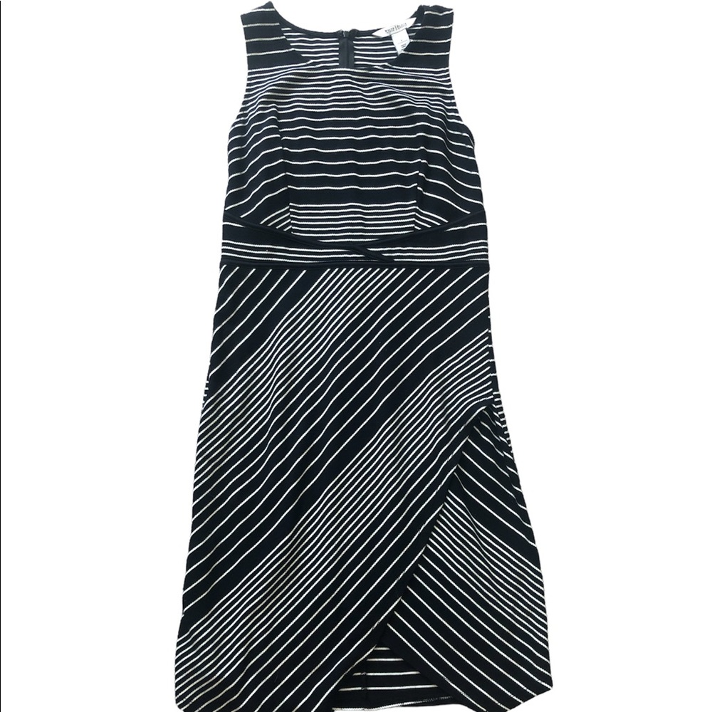 White House Black Market Black and White Striped Knit Tank Dress